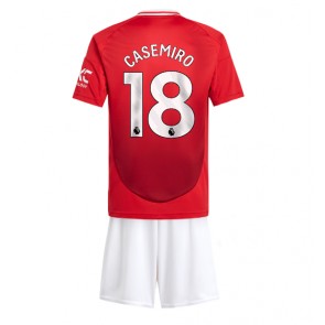 Manchester United Casemiro #18 Dětské Domácí dres komplet 2024-25 Krátký Rukáv (+ trenýrky)